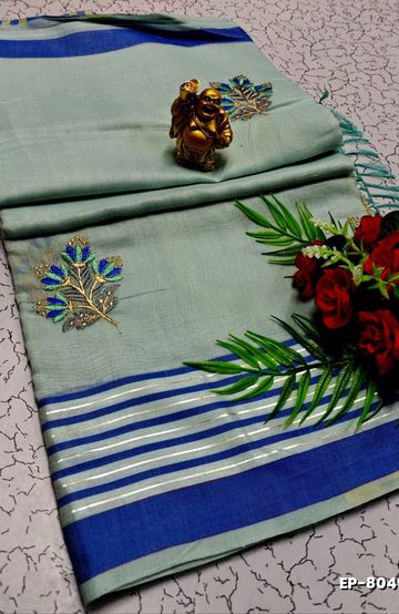 DIGITAL EMBROIDERY PRINTING COTTON SAREES - AS COLOR (9)
