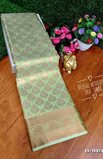 FANCY SILVAR ZARI PLAIN  SOFT SILK SAREES - YELLOW COLOR