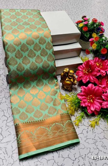 Traditional Checked Silk Saree Premium Design Border Zari Design - SANDLE