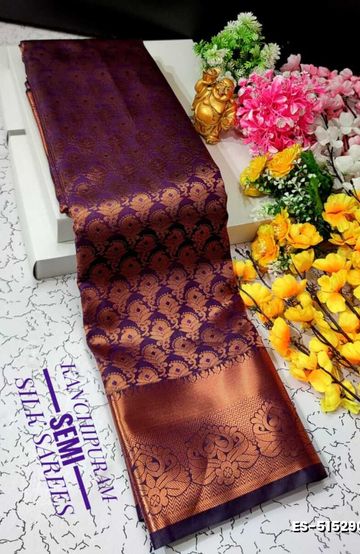 ELITE BRIDAL PICK &PICK SILK SAREES AND WEDDING ART SILK SAREES - BRINJAL COLOUR