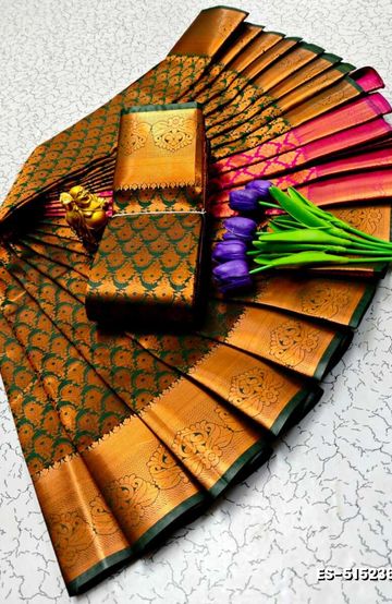 ELITE BRIDAL PICK &PICK SILK SAREES AND WEDDING ART SILK SAREES - BOTTLE GREEN (3)