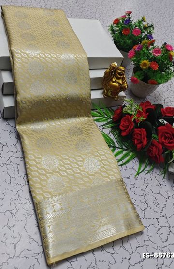 GEORGETTE FANCY SOFT SILK SAREES WITH BLOUSE MODERN FANCY ITEM SAREES - LIGHT YELLOW (5)