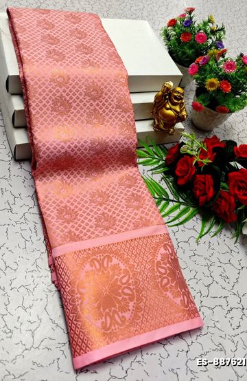 BANARASI POCHAMPALLY ALL OVER BODY SILVAR ZARI BUTTA DESIGN   FUNCTION WEAR SOFT SILK SAREES - ORANGE N