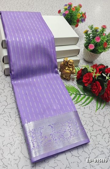 Elegant Floral Dola Silk Saree with Zari Border - BABY PINK (1)