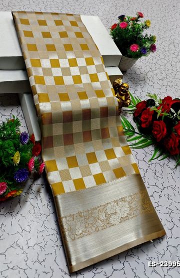 Beauty checked soft silk rich look design soft material function and party wear - VADAMALLI