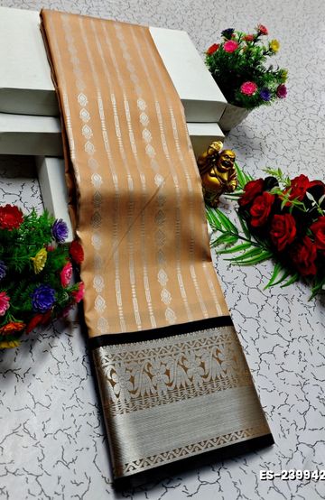 Bridal silk gold silvar and copper zari weave and wedding art silk suba muhurtha pattu sarees - MERUN (3)