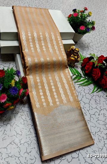 Banaras with our banarasi cotton fabric a beautiful fusion of classic artistry and breathable comfort wear saree - CORAL COLOUR