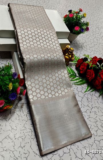 BRIDAL SILK GOLD SILVAR AND COPPER ZARI WEAVE AND WEDDING ART SILK SAREES - PETCH