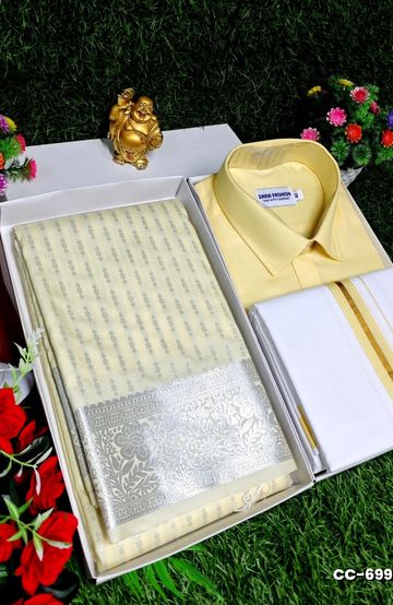 COUPLE COMBO MATCHING AND MATCHING TRADITIONAL SET MATCHING COMBO FOR FESTIVAL SEASONS - CREAM