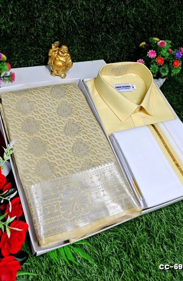 COUPLE COMBO MATCHING AND MATCHING TRADITIONAL SET MATCHING COMBO FOR FESTIVAL SEASONS - LIGHT SANDLE