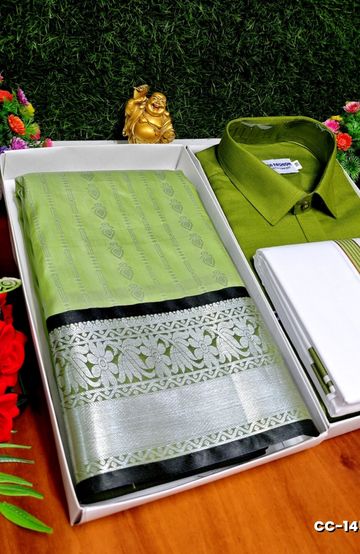 COUPLE COMBO MATCHING AND MATCHING TRADITIONAL SET MATCHING COMBO FOR FESTIVAL SEASONS - OLIVE GREEN (2)