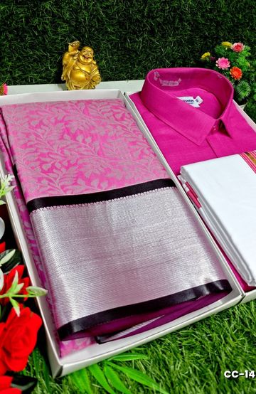 COUPLE COMBO MATCHING AND MATCHING TRADITIONAL SET MATCHING COMBO FOR FESTIVAL SEASONS - DARK PINK (2)