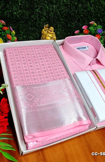 COUPLE COMBO MATCHING AND MATCHING TRADITIONAL SET MATCHING COMBO FOR FESTIVAL SEASONS - BABY PINK (5)