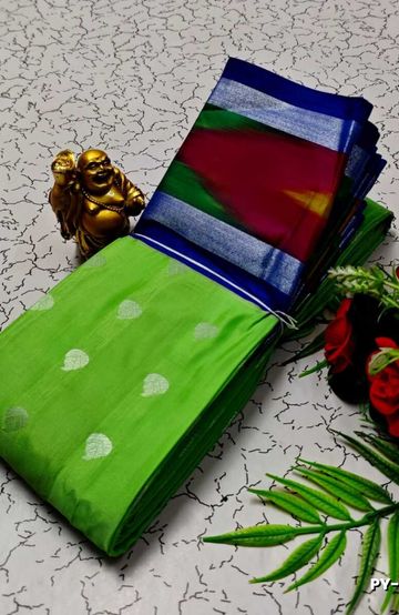 BANARASI POCHAMPALLY ALL OVER BODY SILVAR ZARI BUTTA DESIGN   FUNCTION WEAR SOFT SILK SAREES - EMERALD COLOUR