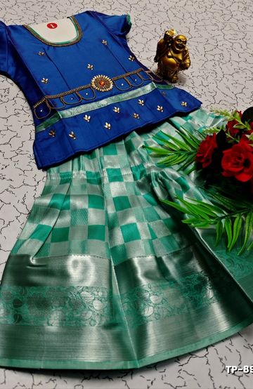 BRIDAL SILK GOLD SILVAR AND COPPER ZARI WEAVE AND WEDDING ART SILK SAREES - PEACKOK BLUE (4)