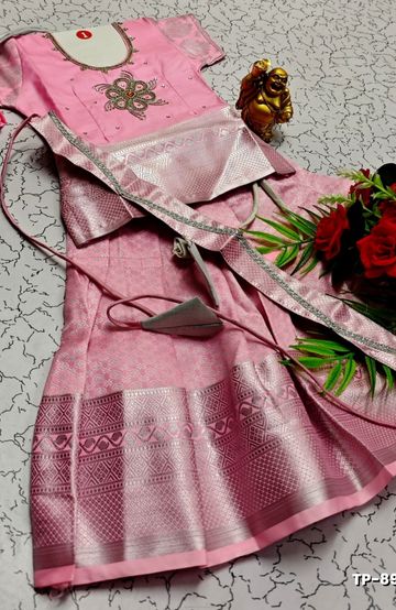 GEORGETTE FANCY SOFT SILK SAREES WITH BLOUSE MODERN FANCY ITEM SAREES - BABY PINK (6)
