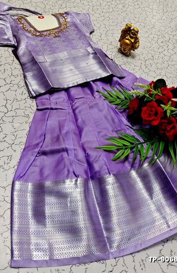 FESTIVAL AND FUNCTION WEAR TRADITIONAL KIDS PATTU PAVADAI STONE WORK DESIGN  - LEVENDOR (2)