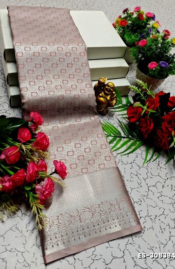 Premium kubera pattu saree rapier fancy  light weight silk type sarees function wear - LITE PEACH