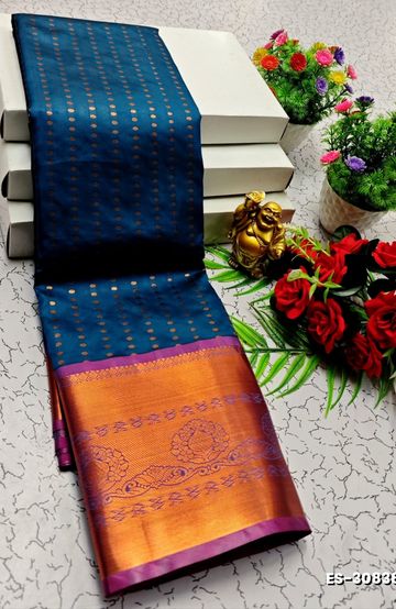 Luxurious heavy work blouse fabric with floral goldwork jaal border - DARK PINK (2)