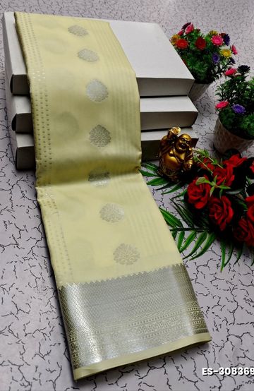 Kubera borderless elite bridal rapier fancy light weight silk type sarees function wear - FLORAISON GREEN