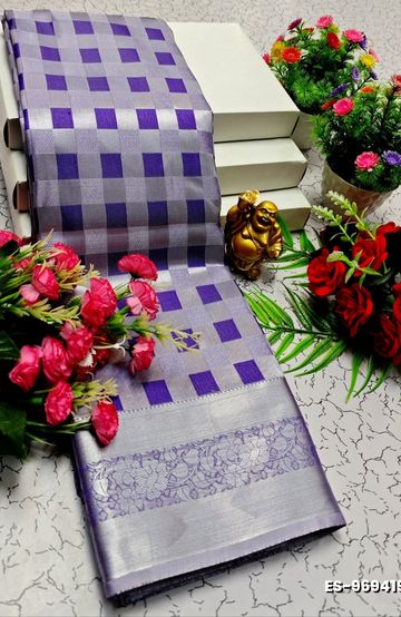 Beauty checked soft silk rich look design soft material function and party wear - MERUN