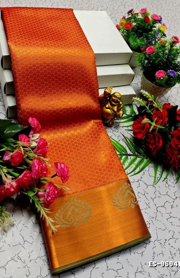 Korvai kotanji Trendy & Fancy bhutta and 2/100  Silk Cotton Sarees Function wear - GOLD COLOUR (2)
