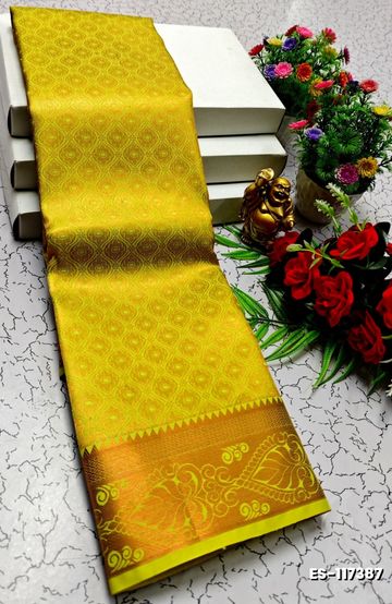 MODERN FANCY SOFT SILK SAREES WITH BUTTA DESIGN - GOLD