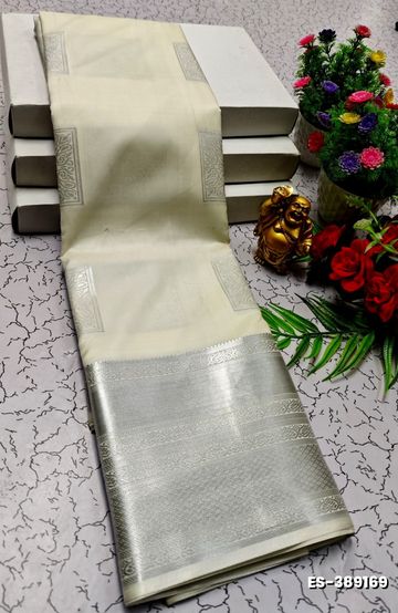 BRIDAL SILK GOLD SILVAR AND COPPER ZARI WEAVE AND WEDDING ART SILK SAREES - BEIGE COLOUR (6)