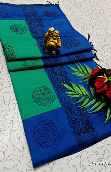 GEORGETTE FANCY SOFT SILK SAREES WITH BLOUSE MODERN FANCY ITEM SAREES - DARK GREEN (6)