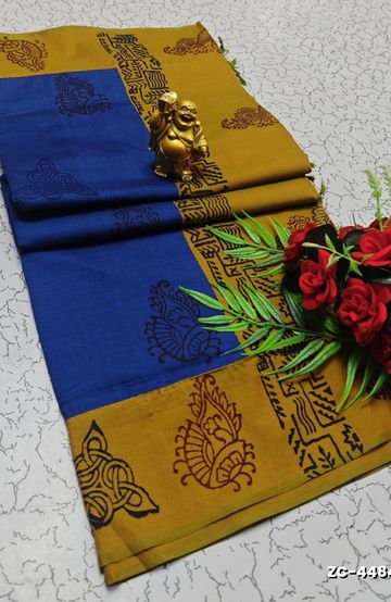 Korvai kotanji Trendy & Fancy bhutta and 2/100 Silk Cotton Sarees Function wear - EMERALD COLOUR