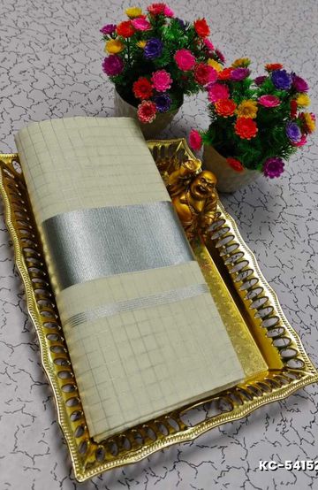 Luxurious heavy work blouse fabric with floral goldwork jaal border - NORMAL  BLUE