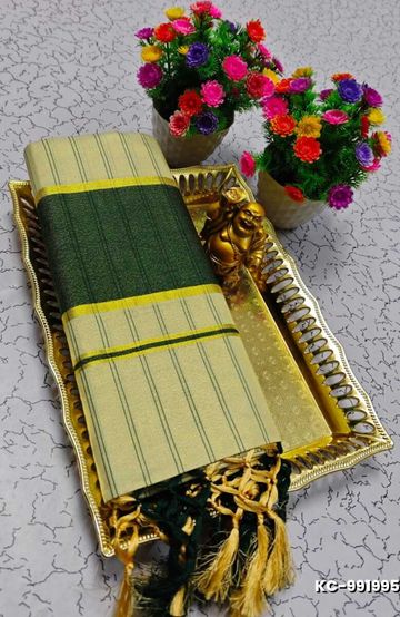 TRENDING KERALA SPECIAL FULL WORK EMBOSSED DIGITAL PRINTING TISSUE SAREE COLLECTIONS - OFF WHITE (1)