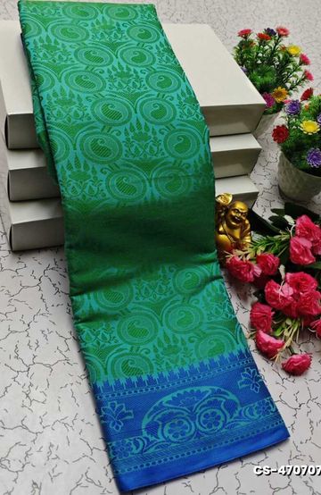 BRIDAL RAPIER COPPER SILK  FANCY  LIGHT WEIGHT SILK  SAREES - TEAL COLOUR (1)