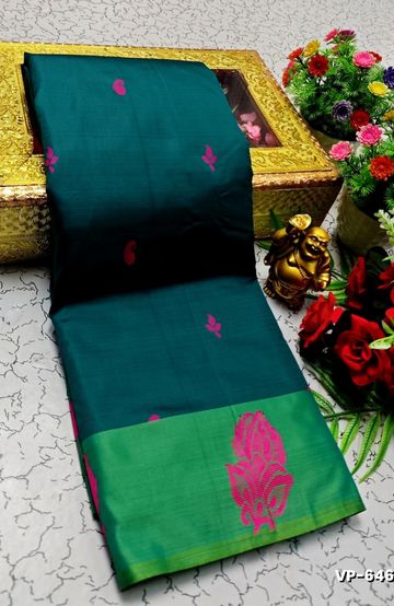 VAALAINAAR (VAZHAI) PATTU SOFT SILK SAREES FUNCTION AND FESTIVALS PERPECT WEAR - TEAL COLOUR (1)