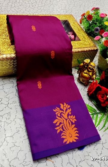 VAALAINAAR (VAZHAI) PATTU SOFT SILK SAREES FUNCTION AND FESTIVALS PERPECT WEAR - PURPLE COLOUR (2)