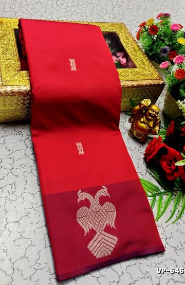 VAALAINAAR (VAZHAI) PATTU SOFT SILK SAREES FUNCTION AND FESTIVALS PERPECT WEAR - TOMATO COLOUR (2)