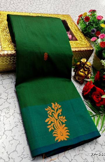 VAALAINAAR (VAZHAI) PATTU SOFT SILK SAREES FUNCTION AND FESTIVALS PERPECT WEAR - BOTTLE GREEN