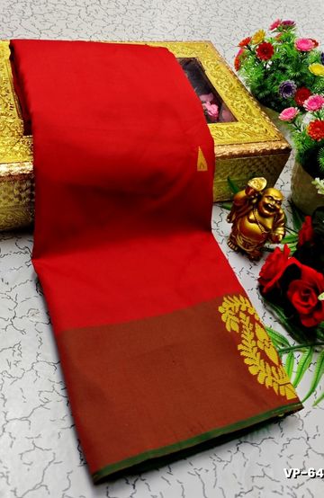VAALAINAAR (VAZHAI) PATTU SOFT SILK SAREES FUNCTION AND FESTIVALS PERPECT WEAR - RED (1)
