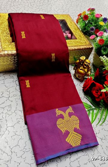 VAALAINAAR (VAZHAI) PATTU SOFT SILK SAREES FUNCTION AND FESTIVALS PERPECT WEAR - MERUN (2)