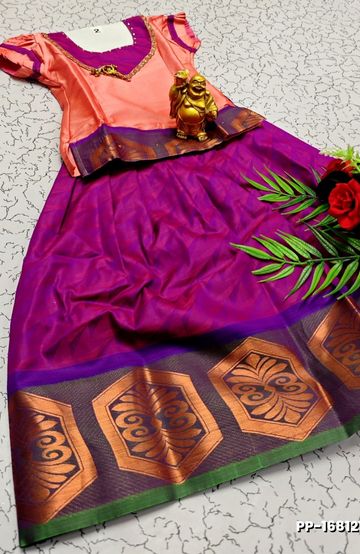 TRADITIONAL KIDS PATTU PAVADAI SET FUNCTION AND FESTIVAL WEAR - BABY PINK (1)