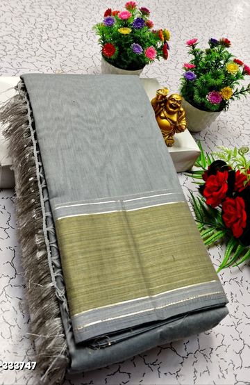 BRIDAL SILK GOLD SILVAR AND COPPER ZARI WEAVE AND WEDDING ART SILK SAREES - SLATE COLOUR