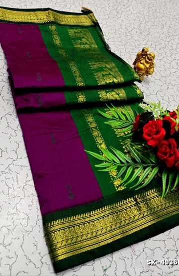 TRENDING DIGITAL EMBROIDERY ZARI WORK KALIYANI COTTON SAREES - INDIGO COLOUR