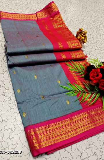 Korvai kotanji Trendy & Fancy bhutta and 2/100 Silk Cotton Sarees Function wear - LIGHT PINK