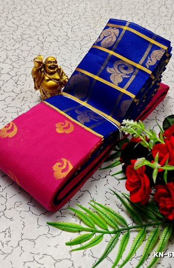 Korvai kotanji Trendy & Fancy bhutta and 2/100  Silk Cotton Sarees Function wear - PINK