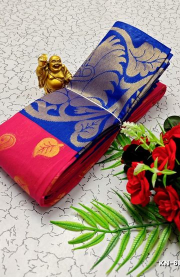 Korvai kotanji Trendy & Fancy bhutta and 2/100  Silk Cotton Sarees Function wear - DARK PINK (2)