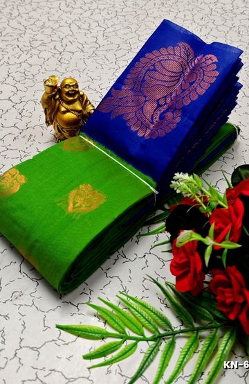 Korvai kotanji Trendy & Fancy bhutta and 2/100  Silk Cotton Sarees Function wear - GREEN COLOUR (1)