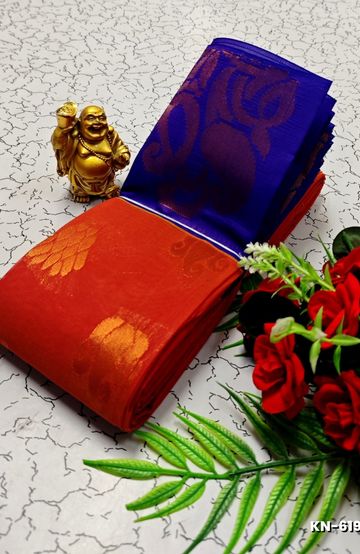 Korvai kotanji Trendy & Fancy bhutta and 2/100  Silk Cotton Sarees Function wear - TOMATO COLOUR