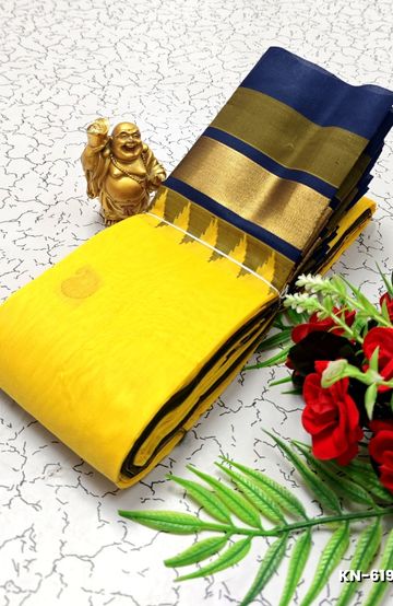 Korvai kotanji Trendy & Fancy bhutta and 2/100  Silk Cotton Sarees Function wear - LEMON COLOUR (1)