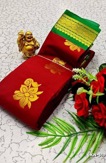 Korvai kotanji Trendy & Fancy bhutta and 2/100  Silk Cotton Sarees Function wear - RED (3)