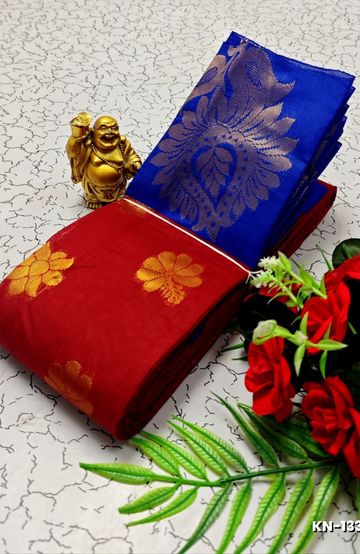Korvai kotanji Trendy & Fancy bhutta and 2/100  Silk Cotton Sarees Function wear - RED (4)